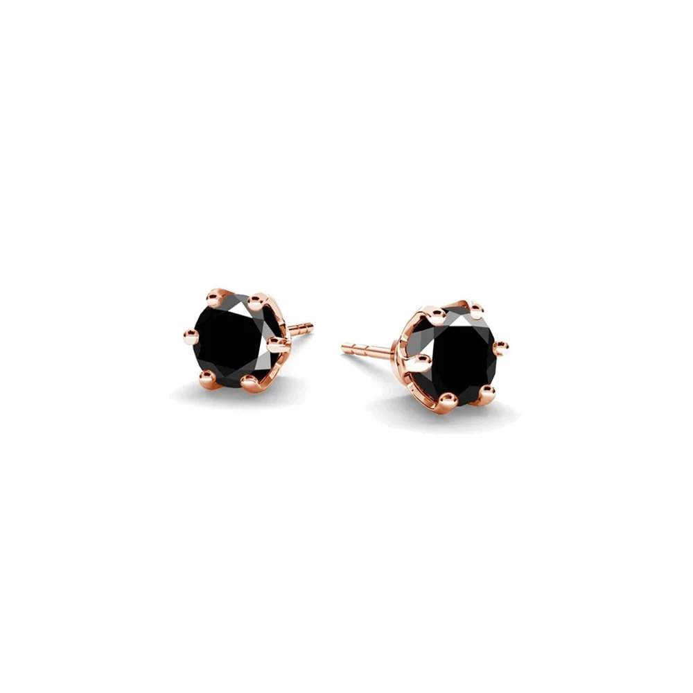 Gold-plated silver stud earrings "Black rose"