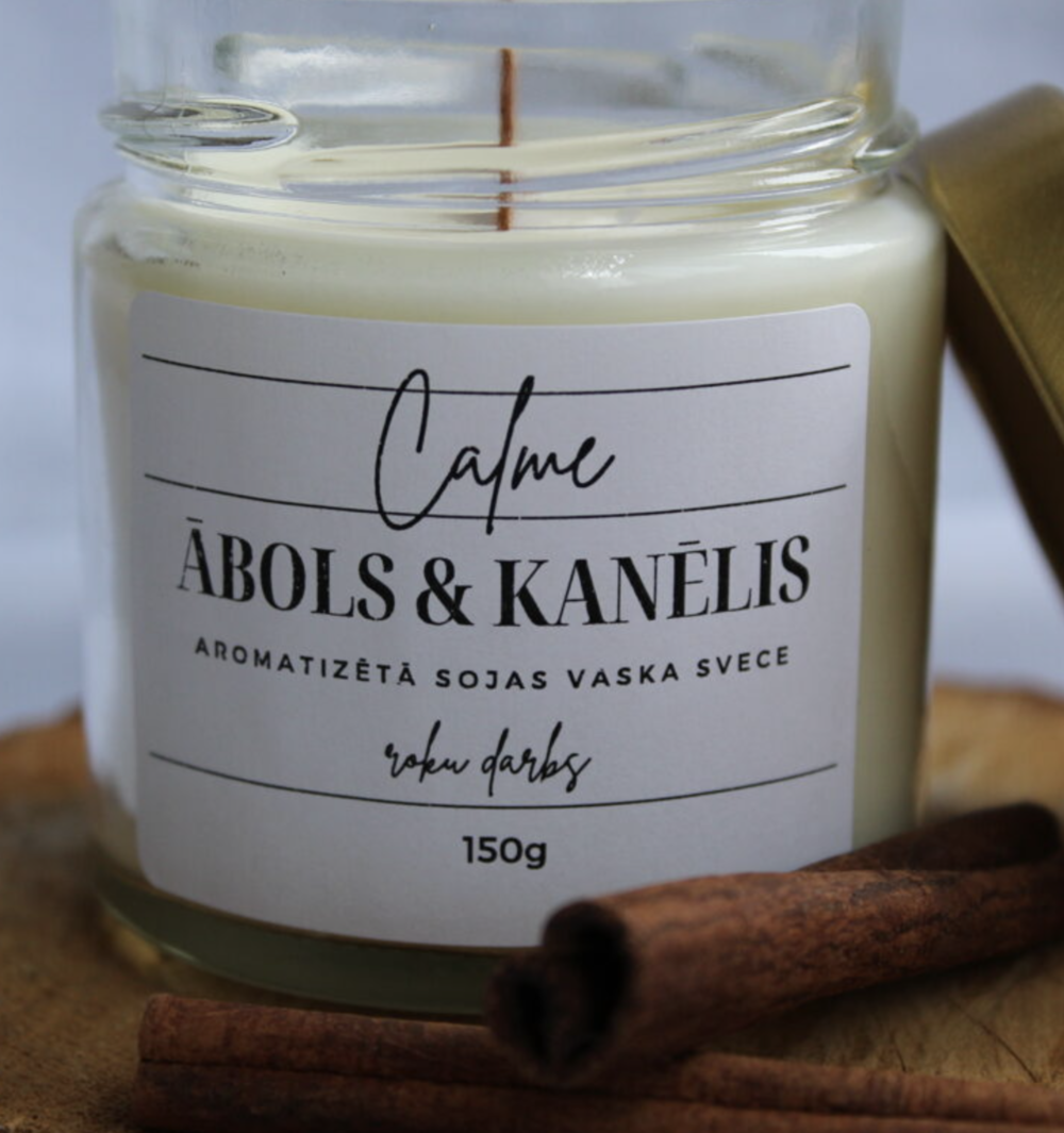 Natural soy wax scented jar candle "Apple and Cinnamon" - Image 3
