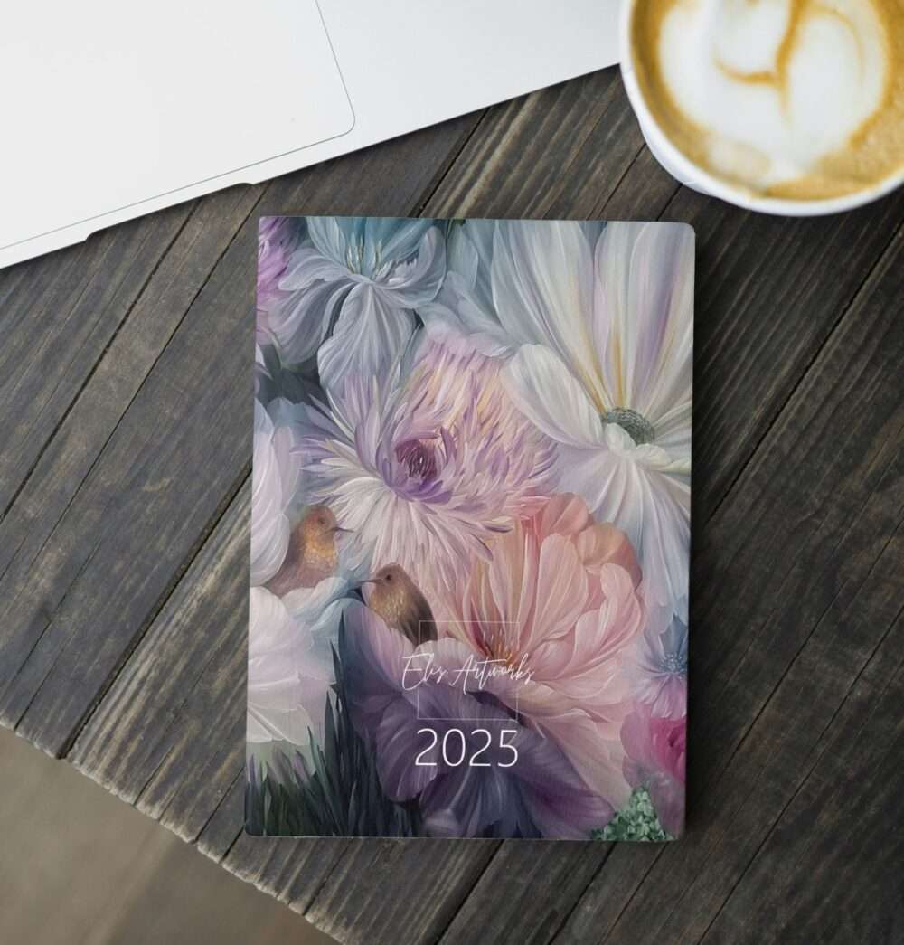 Beautiful 2025 planner with flower paintings 17x21cm - Image 5