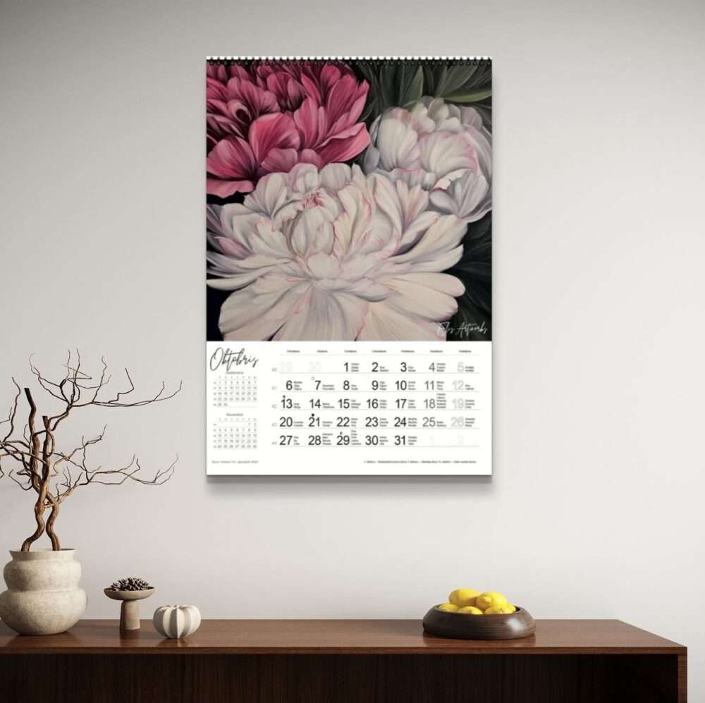 Beautiful 2025 wall calendar with floral paintings A3 - Image 2